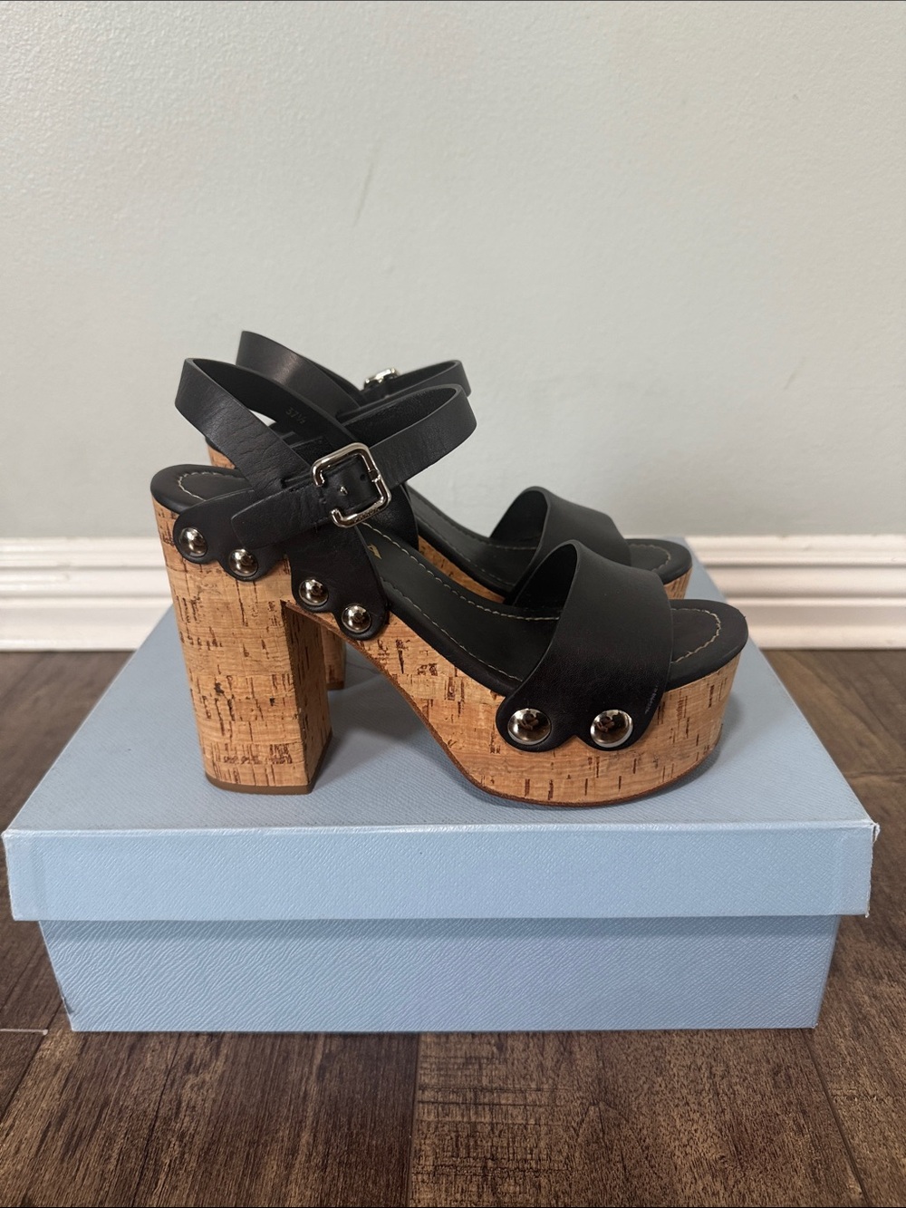 Prada Black Leather Platform Sandals EU 37.5 | US 7.5